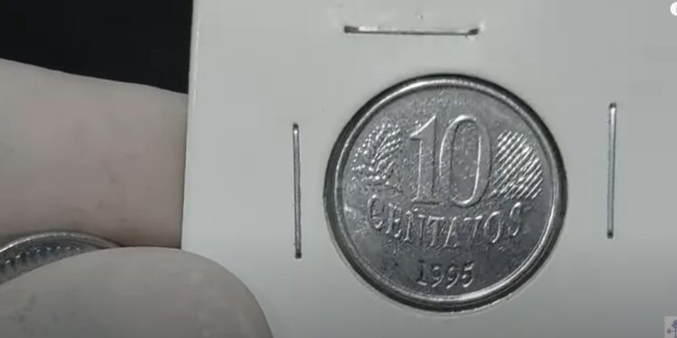 Confira: anomalia raríssima na moeda de 10 centavos ano 1995