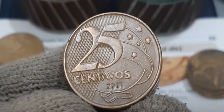Saiba quanto vale a moeda de 25 centavos com reverso duplo!