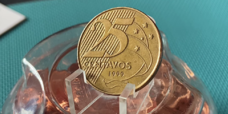 Valiosa: saiba como ganhar R$ 100 com a moeda de 25 centavos reverso invertido
