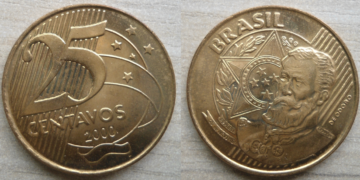 Moeda 25 centavos 2000.