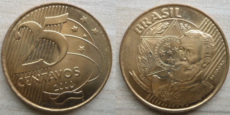 Moeda 25 centavos 2000.
