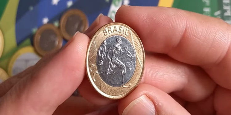 Moeda paraolímpica perna de pau