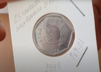 Moeda 25 centavos 1994 é avaliada em R$1.500.
