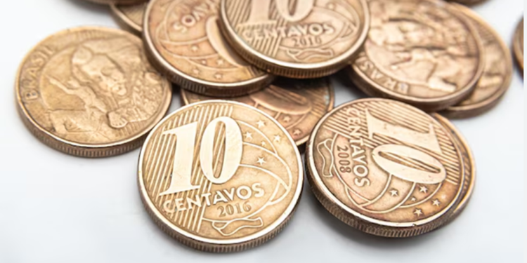 Moedas valiosas de 10 centavos com reverso invertido