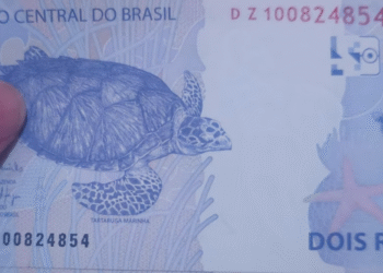 Nota rara de 2 reais série DZ com tartaruga marinha e código identificador