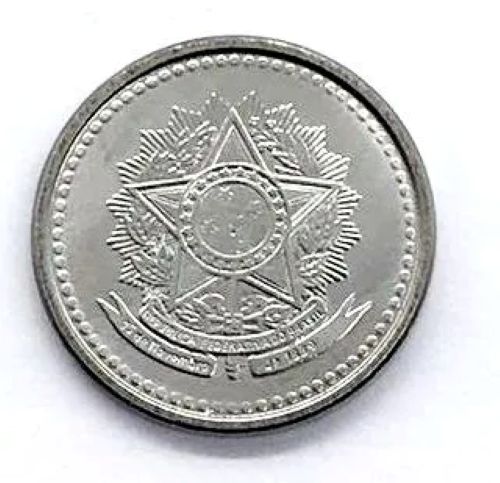 reverso da moeda de 5 centavos de 1988 com brasão da República do Brasil.