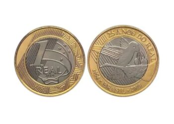 Moeda de 1 real comemorativa do beija-flor com possível erro de cunhagem