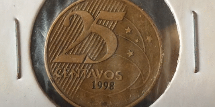 Moeda de 25 centavos de 1998: descubra o erro de cunhagem que pode render até R$ 300