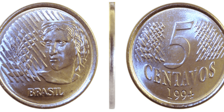 Moeda de 5 centavos de 1994: o pequeno erro que pode render mais de R$ 100