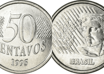 Seu troco pode surpreender: moeda de 50 centavos de 1995 com erro raro vale até R$ 200